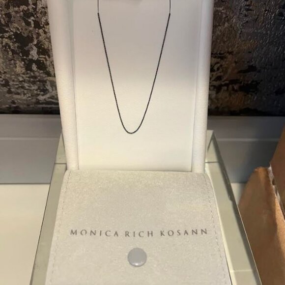 $130 MONICA RICH KOSANN "FRANKIE" BLACK STAINLESS STEEL DELICATE CHAIN - Picture 1 of 5